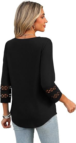XIEERDUO 3/4 Length Sleeve Womens Tops Dressy Casual Blouses for Women 2025 Trendy V Neck T Shirts Summer Clothes