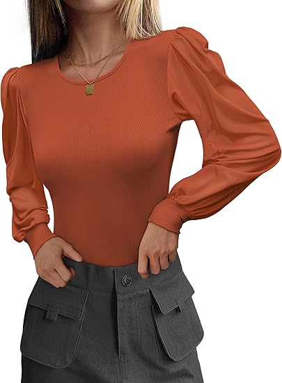 Women's Mesh Long Sleeve Shirts 2025 Fall Ribbed Knit Fitted Tops Business Dressy Casual Work Blouses